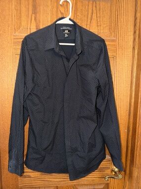 H&M Navy Shirt with White Microdot Pattern